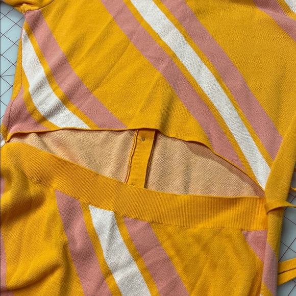 DEREK LAM 10 CROSBY "Aurelia" Waist Tie Open Back Stripe Button Knit Midi SZ M - Picture 8 of 16